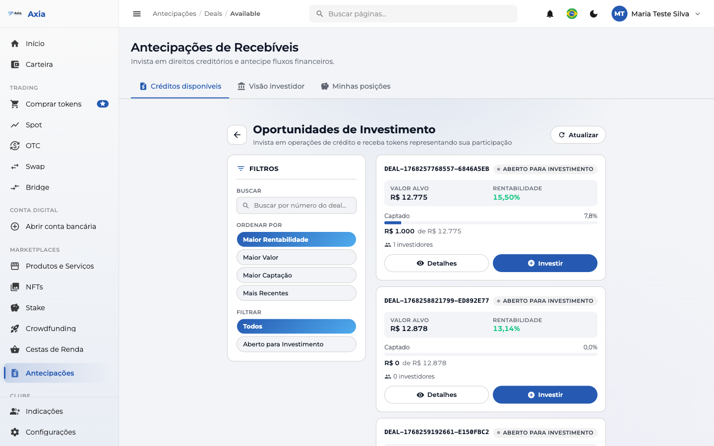 Oportunidades de investimento