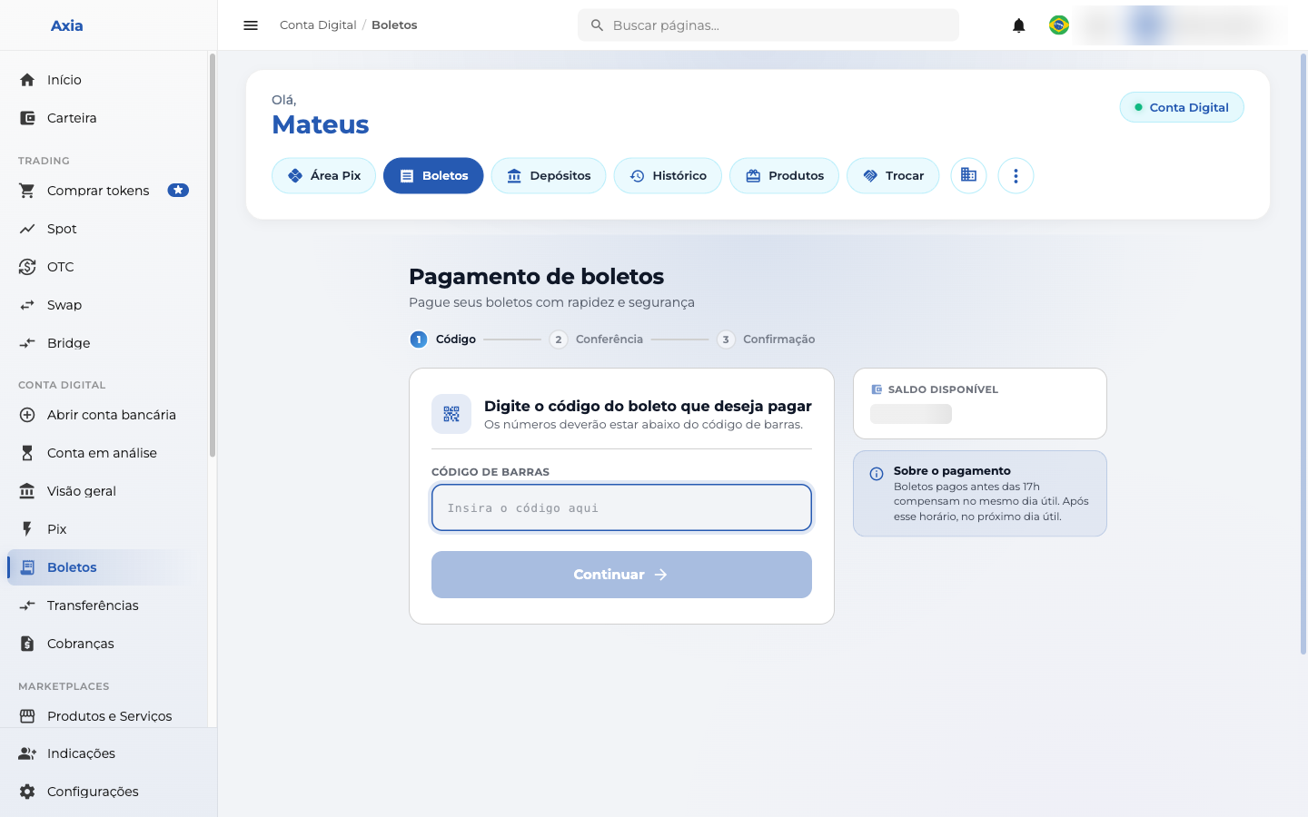 Pagamento de boletos