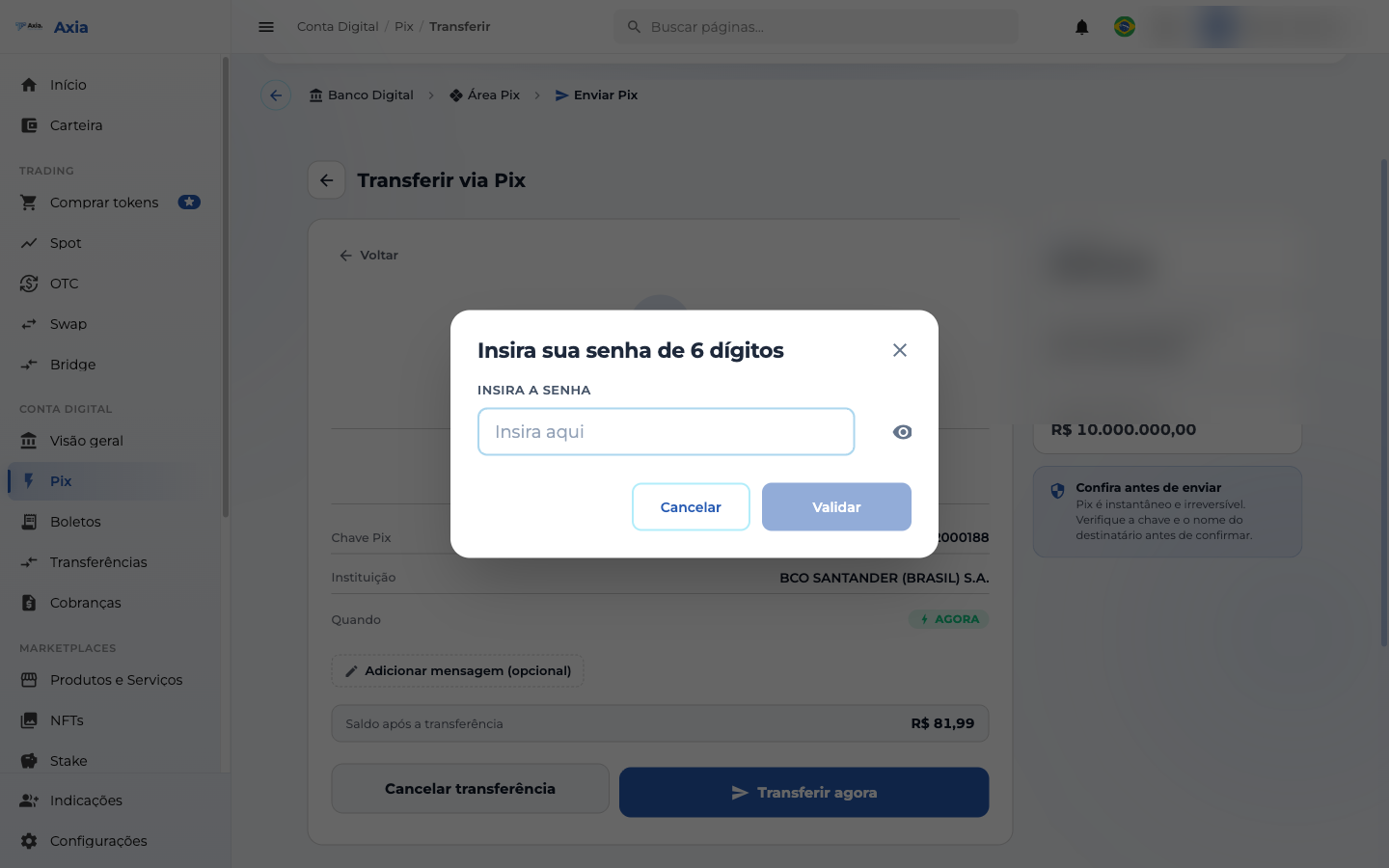 Senha de transação