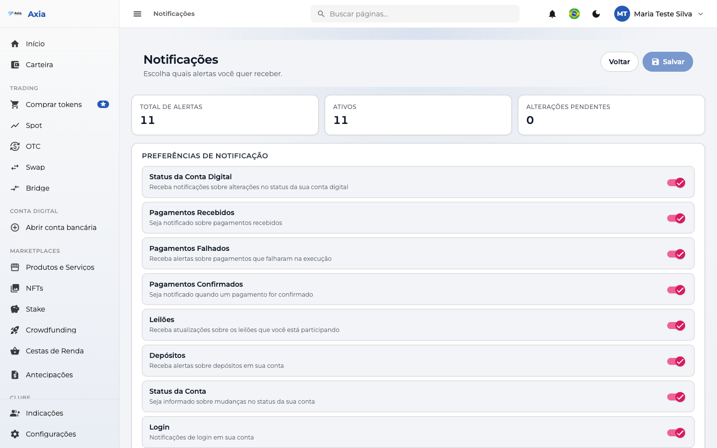 Preferências de notificação