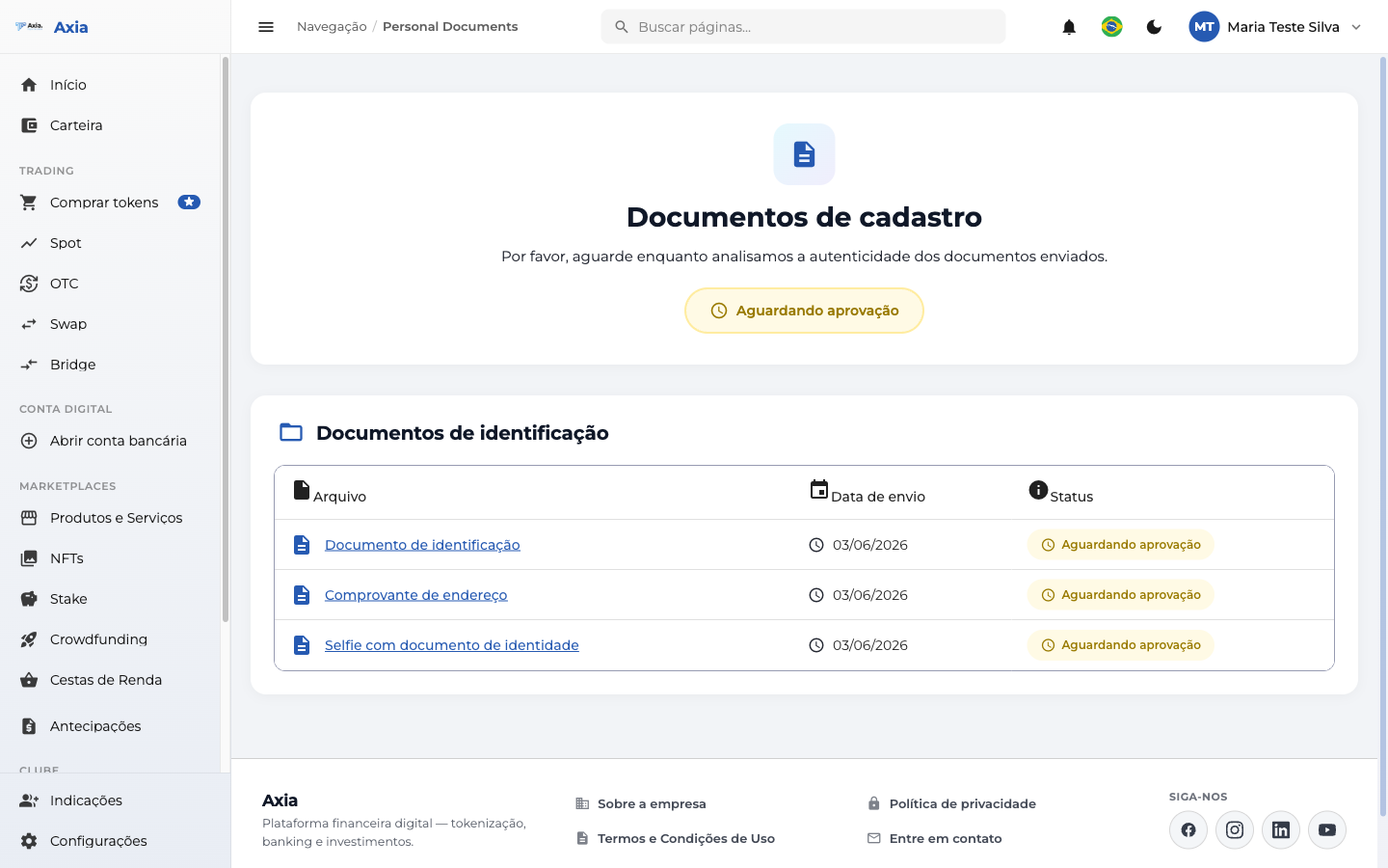 Status aguardando aprovação