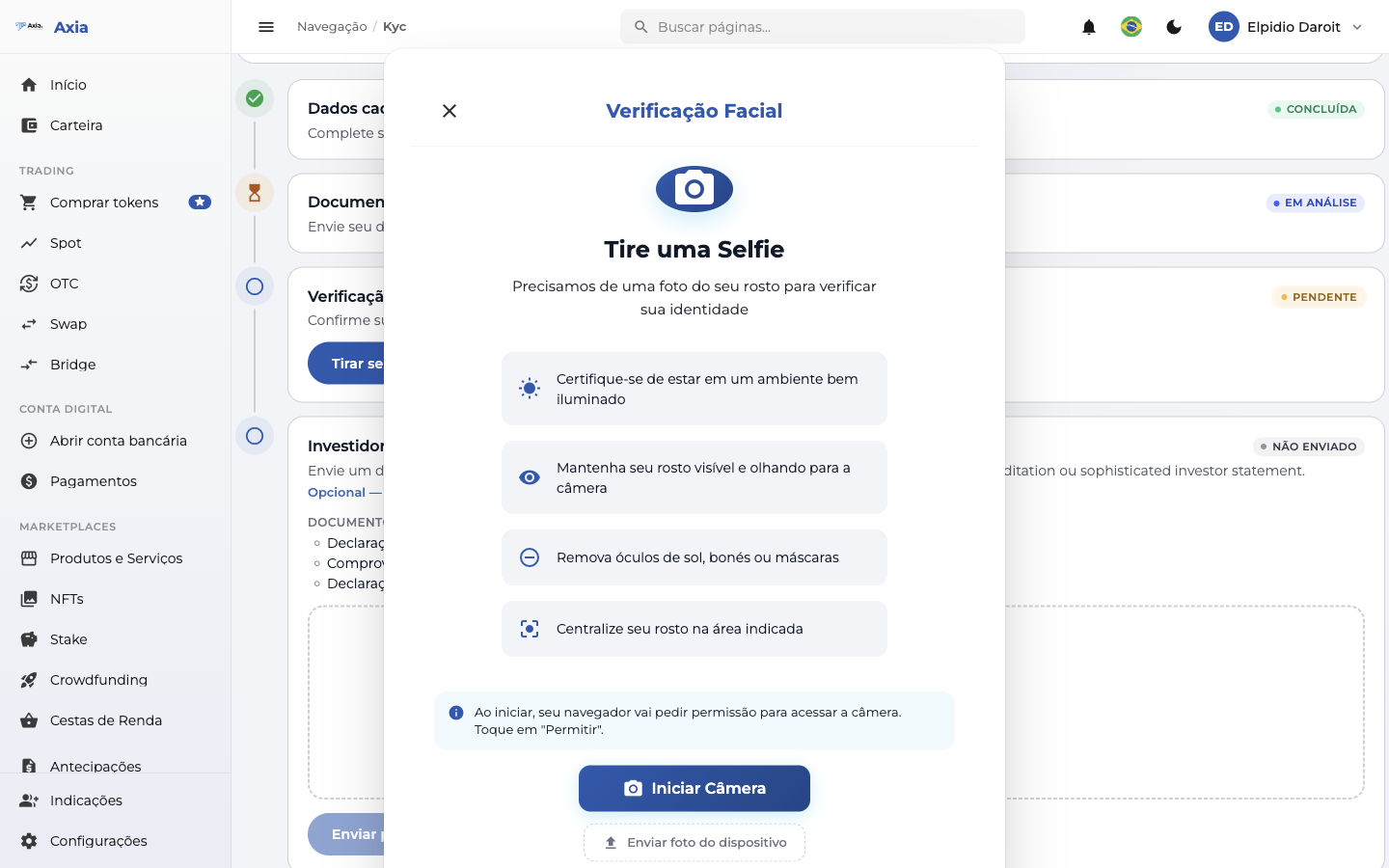 Etapa de verificação de identidade