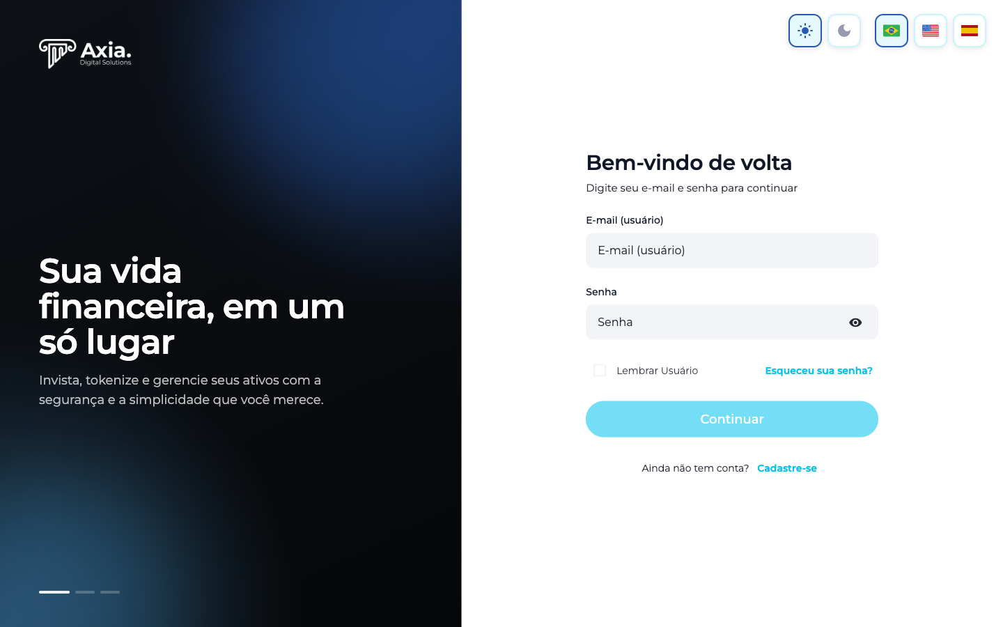 Tela de login com a opção Cadastre-se