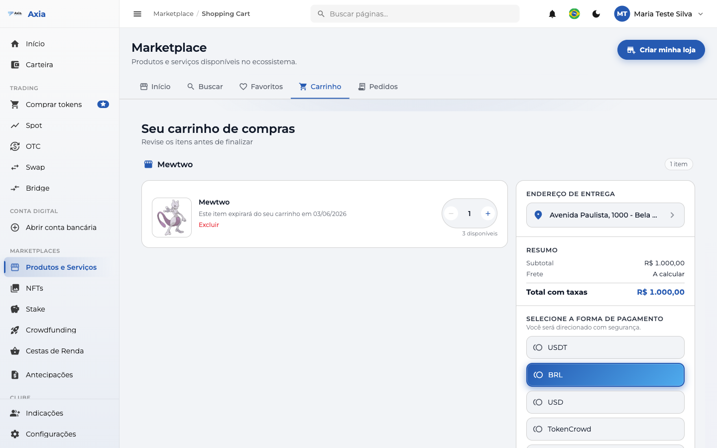 Selecionar endereço de entrega