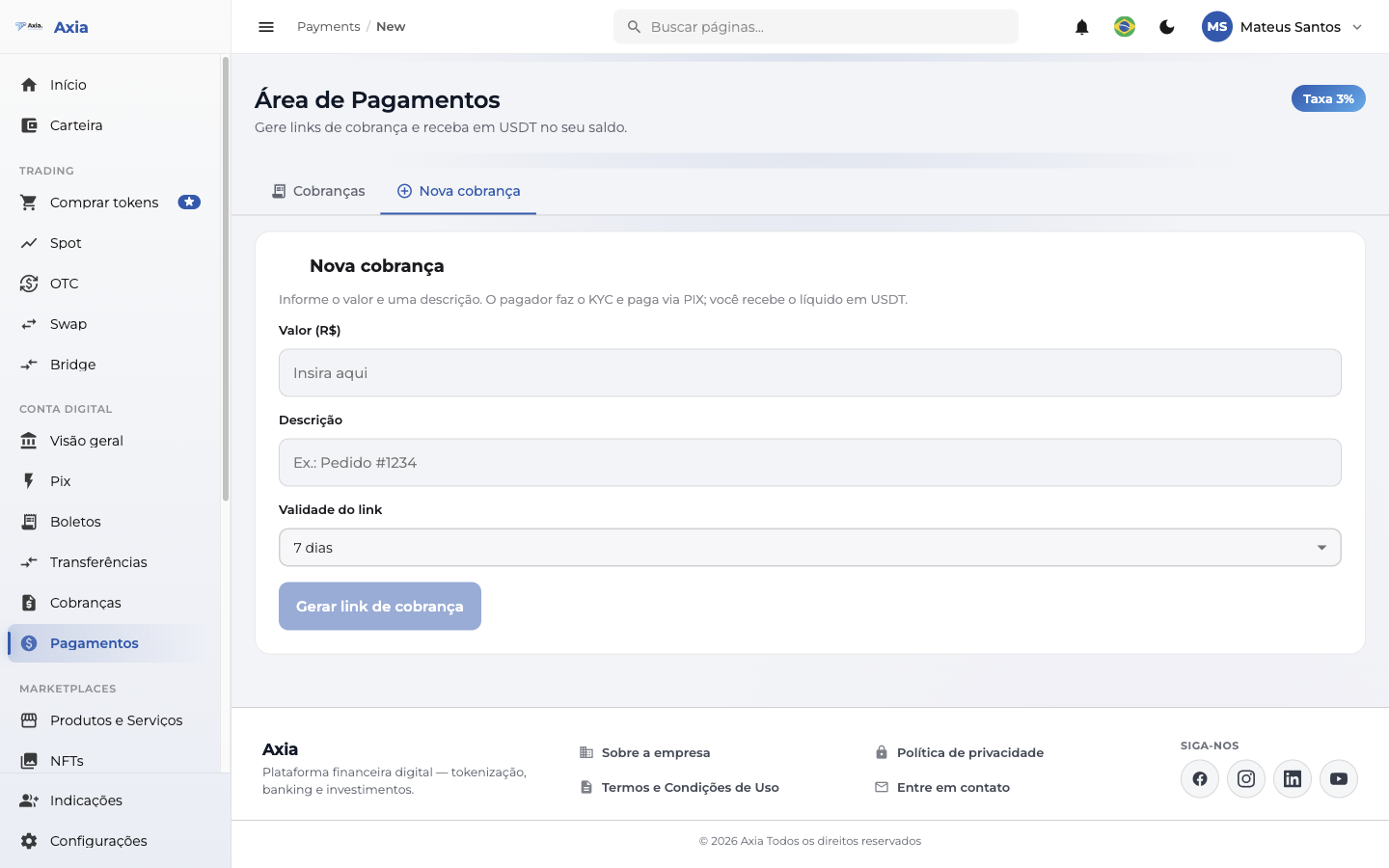Nova cobrança