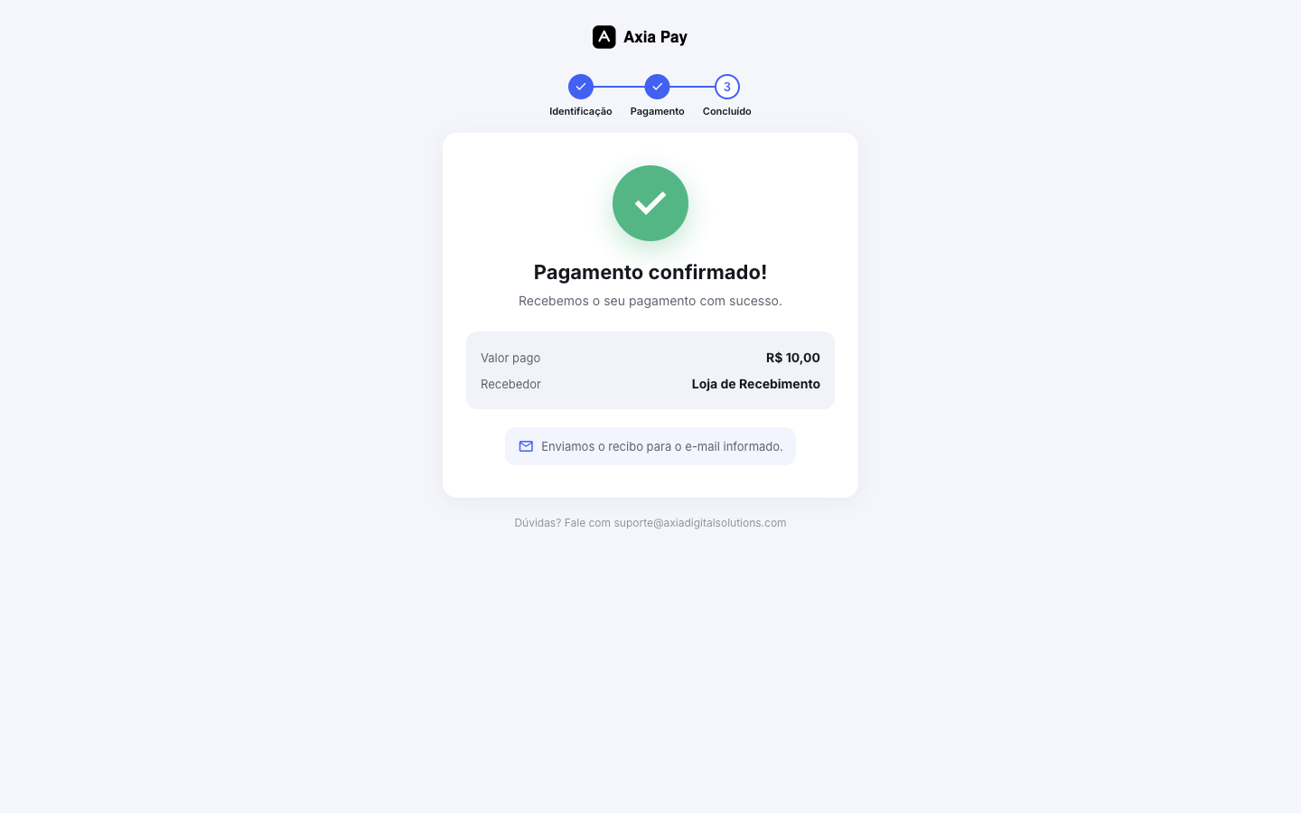 Pagamento confirmado
