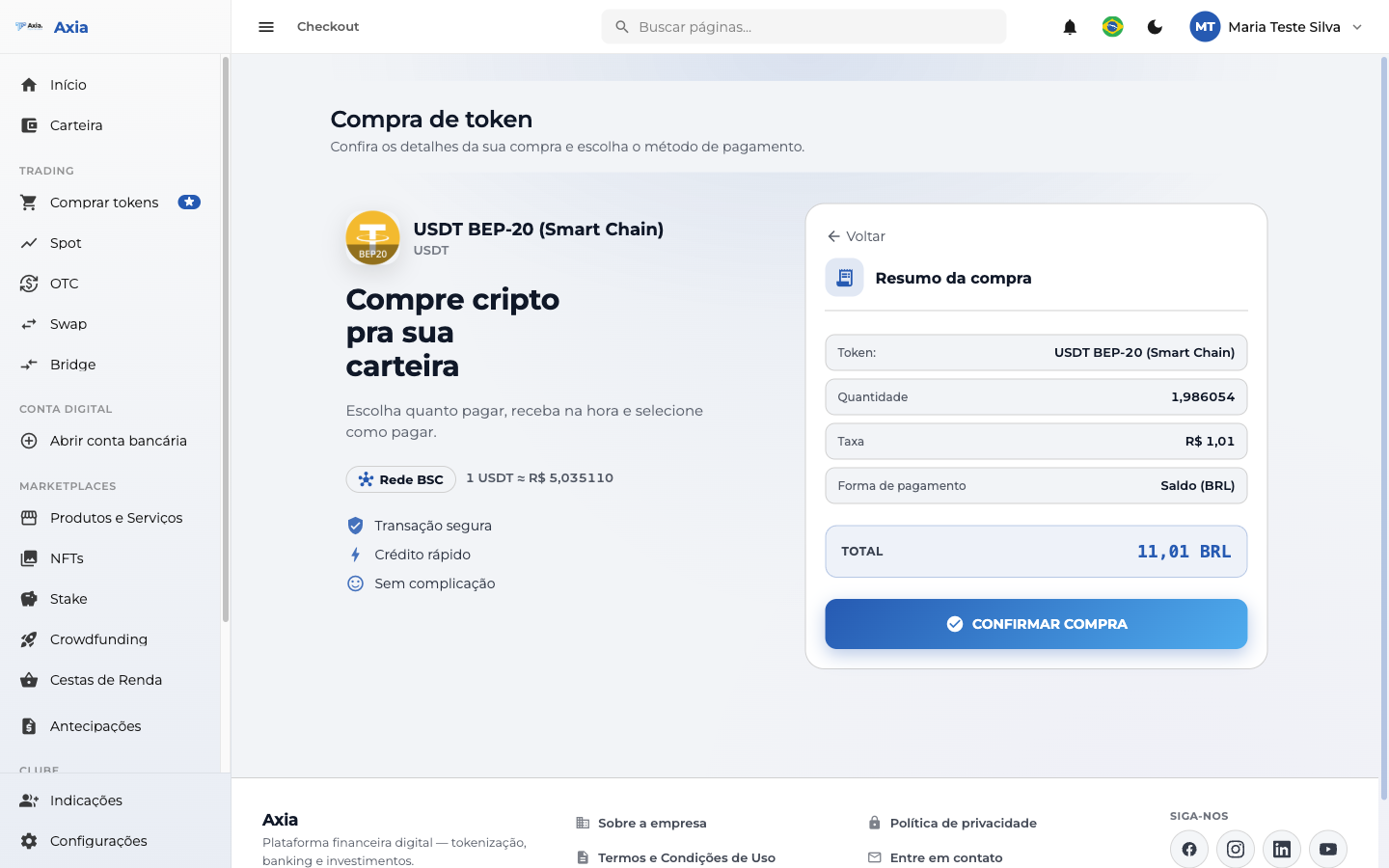 Resumo da compra